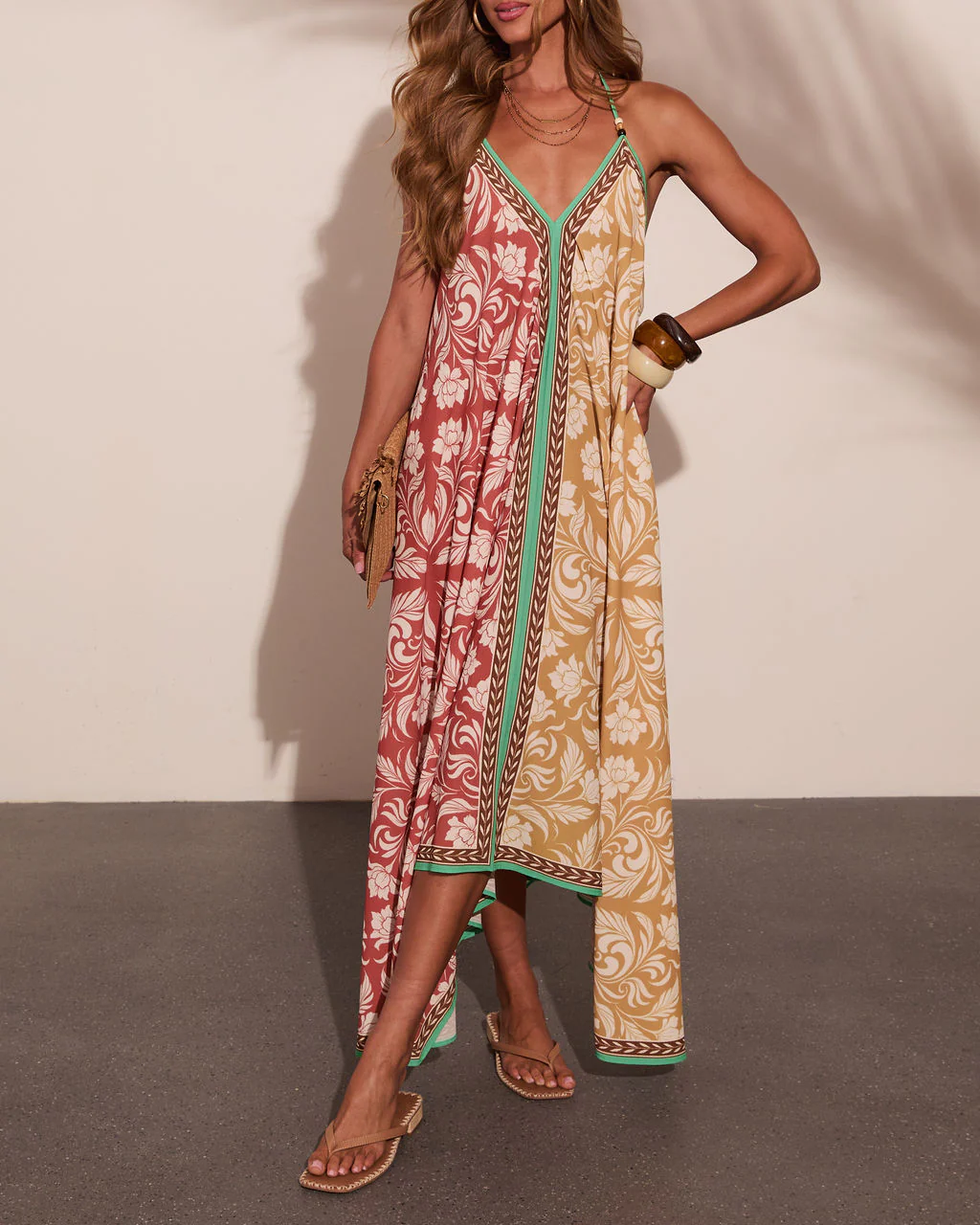 Perta Abstract Color Block Halter Neck Maxi Dress - Image 5
