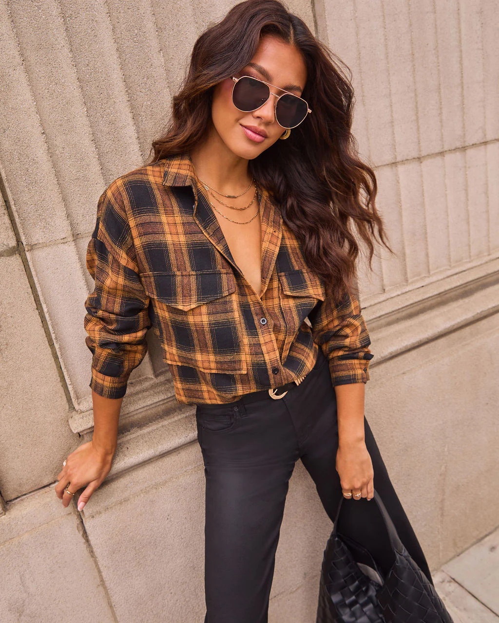 Petaluma Cotton Blend Plaid Button Down Top - Image 31