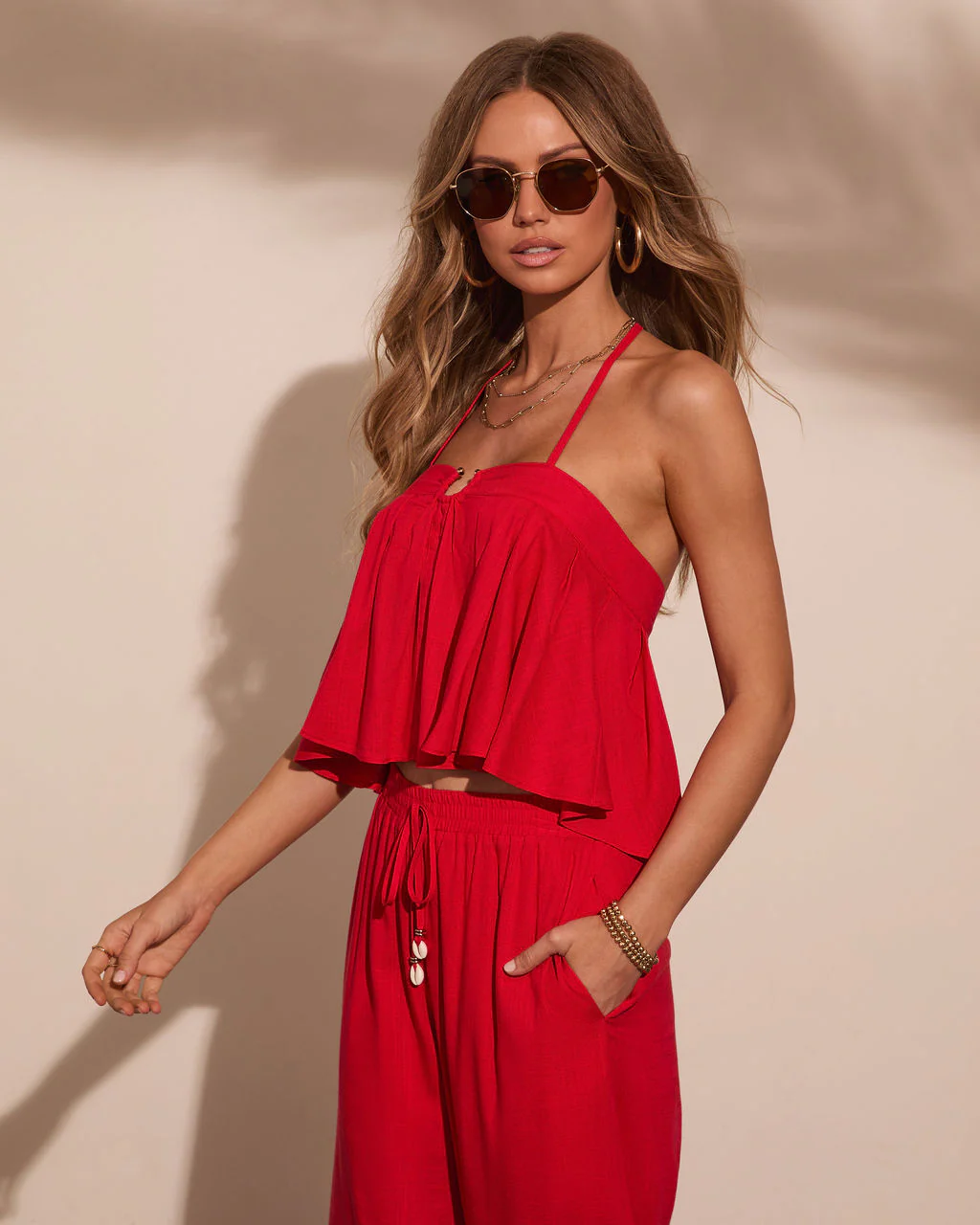 Poolside Darling Linen Blend Halter Neck Top - Image 3