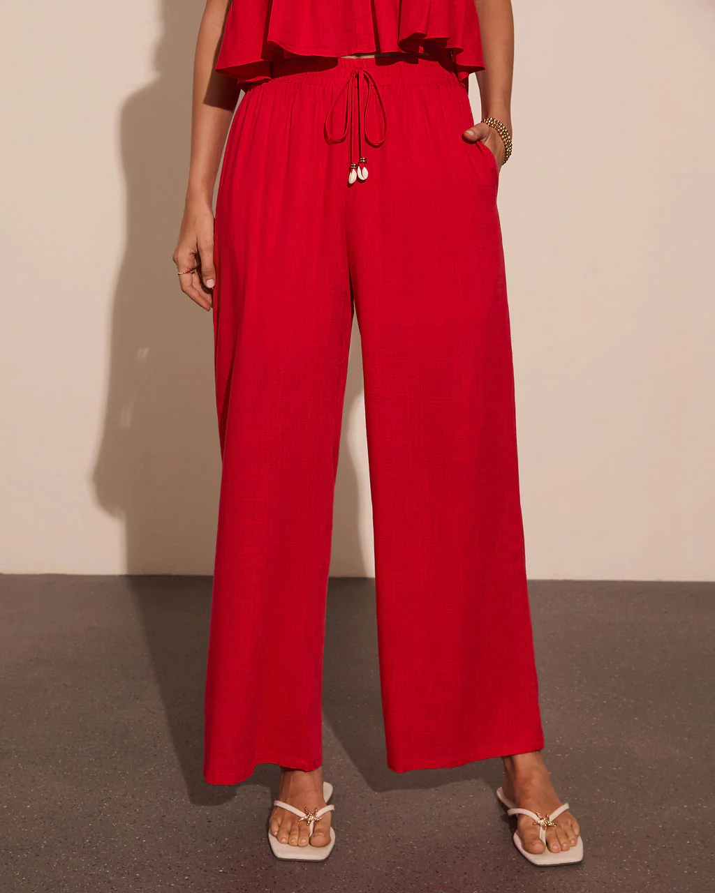 Poolside Darling Linen Blend Wide Leg Drawstring Pants - Image 2