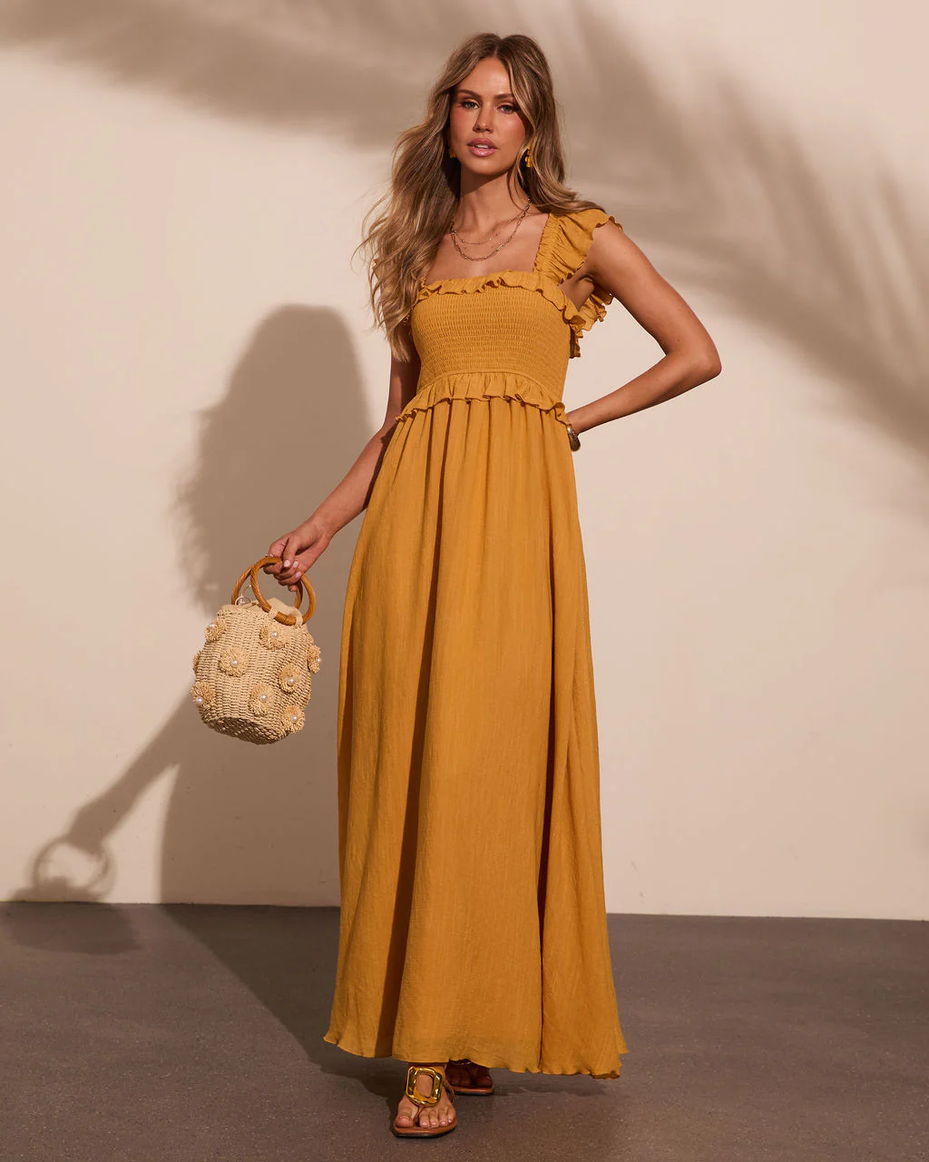 Resort Romance Ruffle Trim Maxi Dress