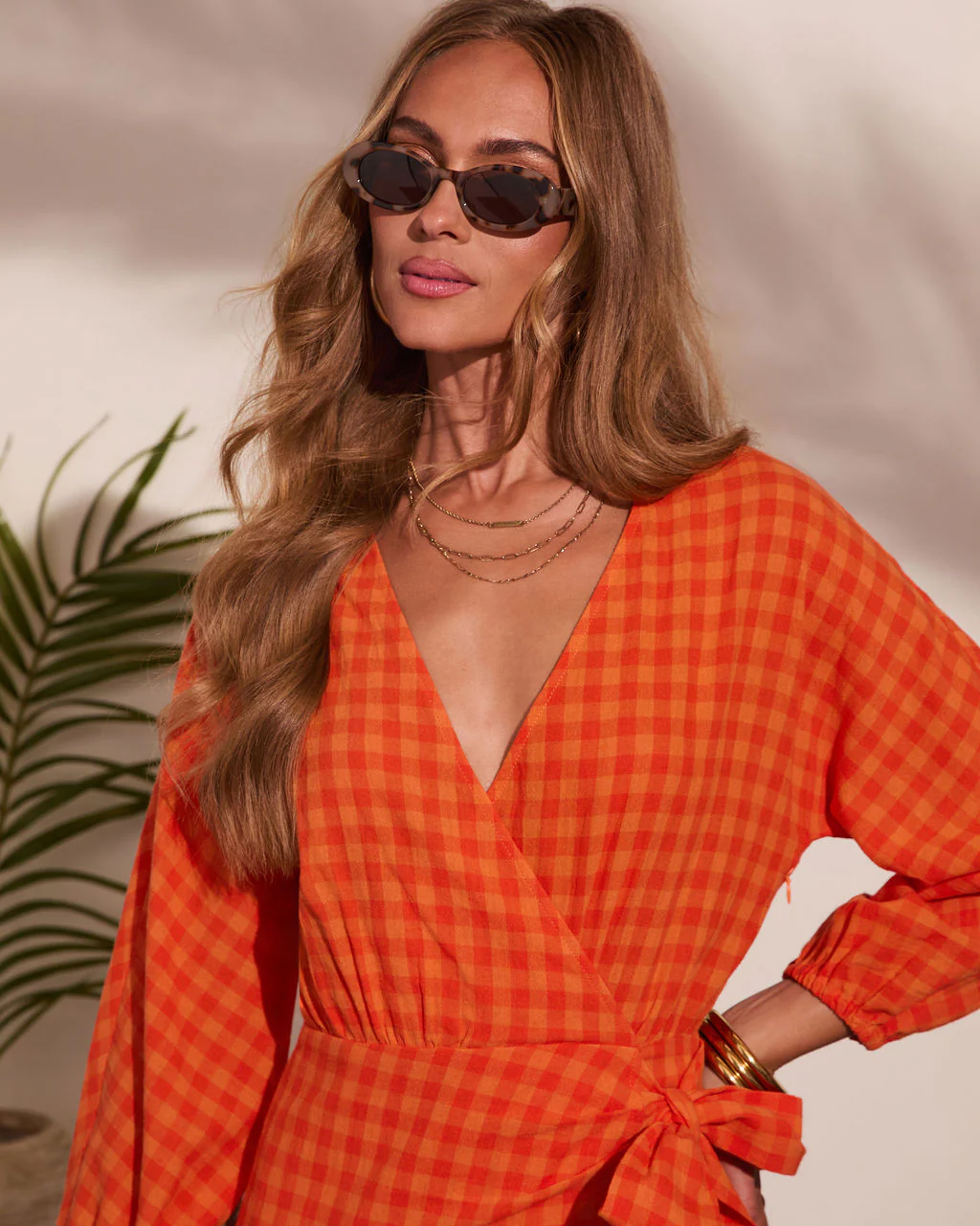 Roselynne Gingham Wrap Tie Mini Dress - Image 6