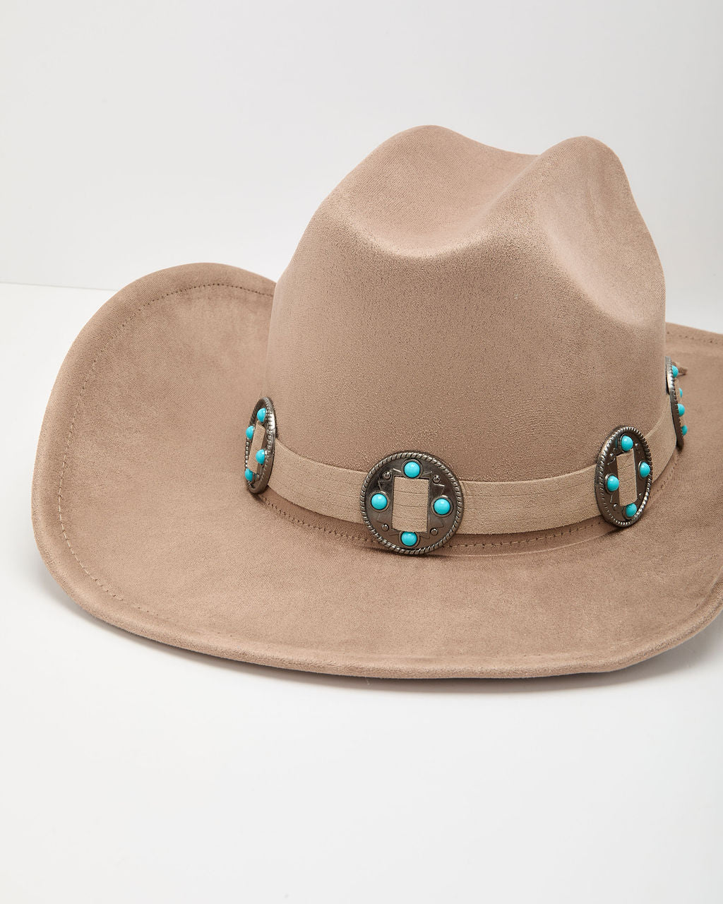 Salt Coast Faux Suede Turquoise Medallion Band Western Hat - Image 6