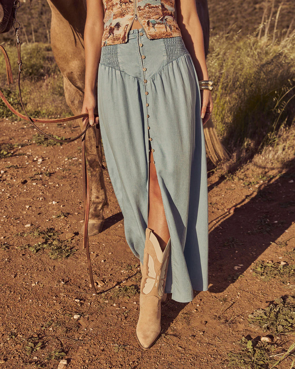 Briena Chambray Maxi Skirt - Image 2