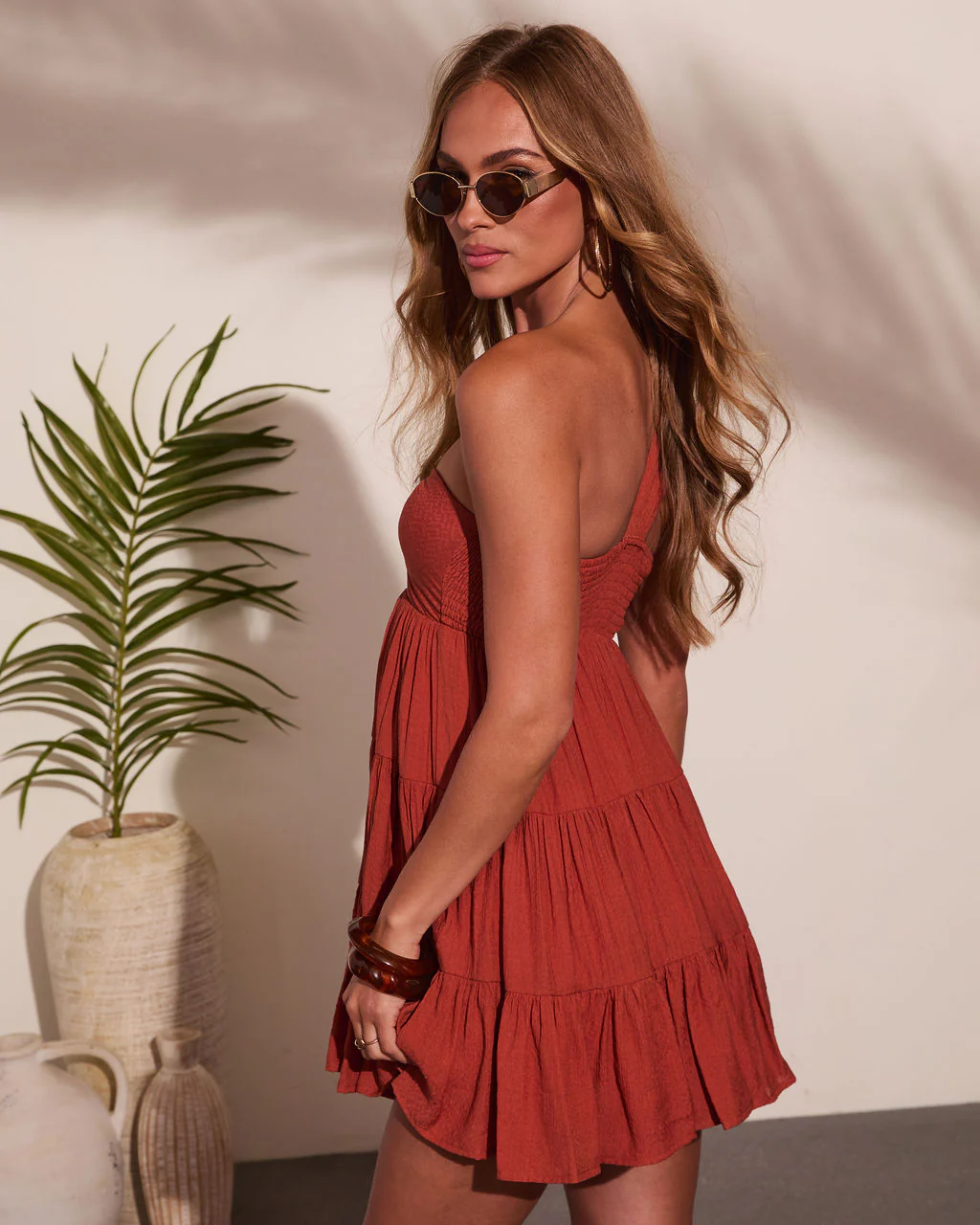Santina Tiered One Shoulder Mini Dress - Image 4