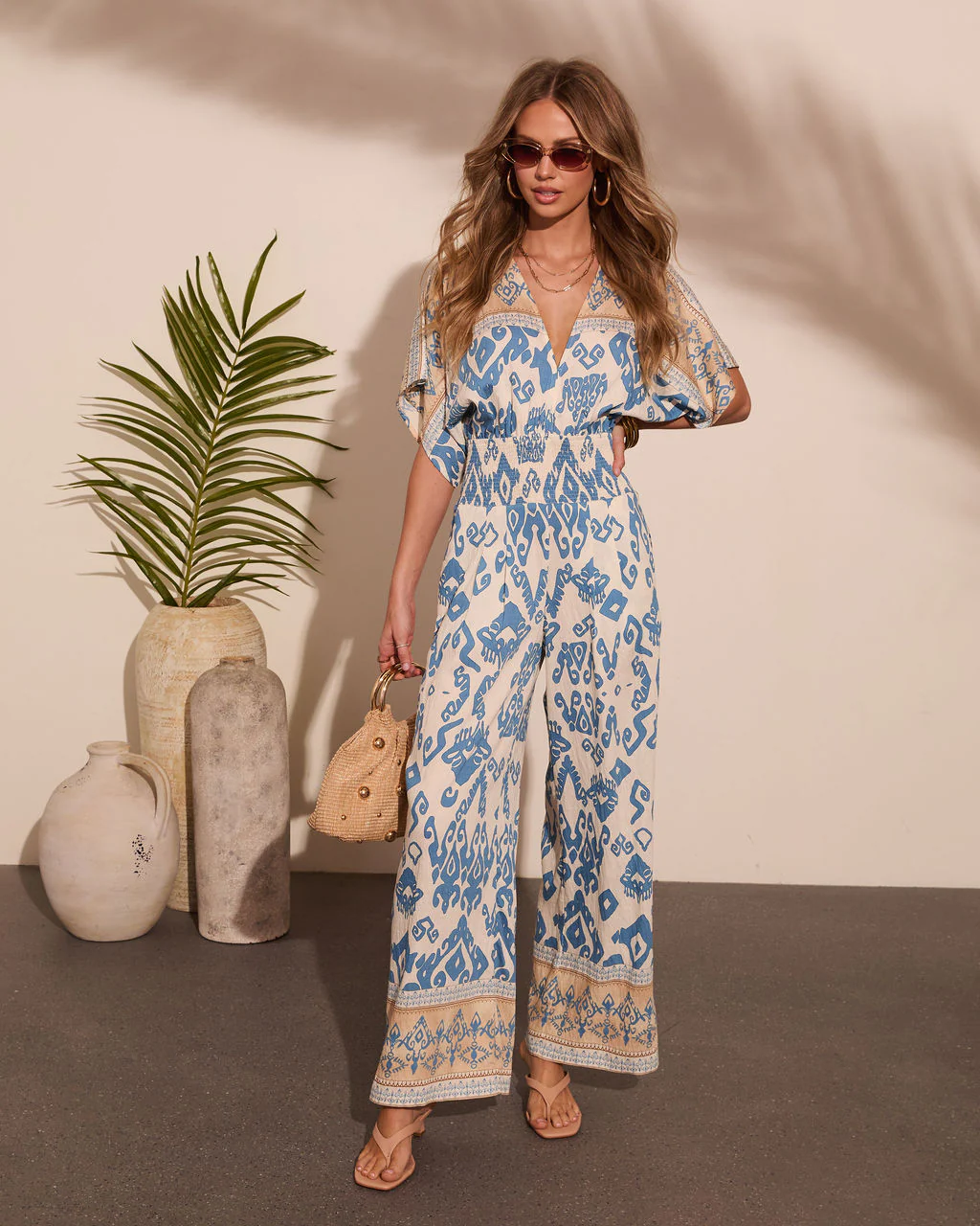Santorini Sunset Abstract Print Jumpsuit - Image 6