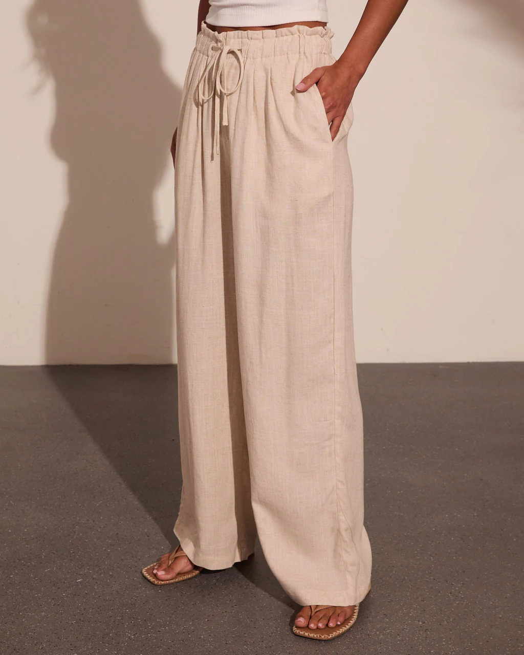 Shaylen Linen Blend Drawstring Pants - Image 3