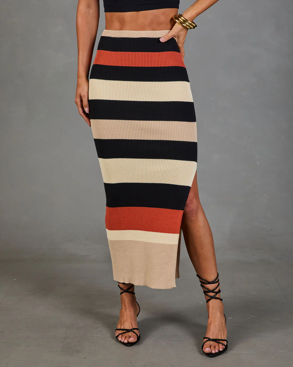 Sienna Hour Cotton Striped Maxi Skirt - Image 2