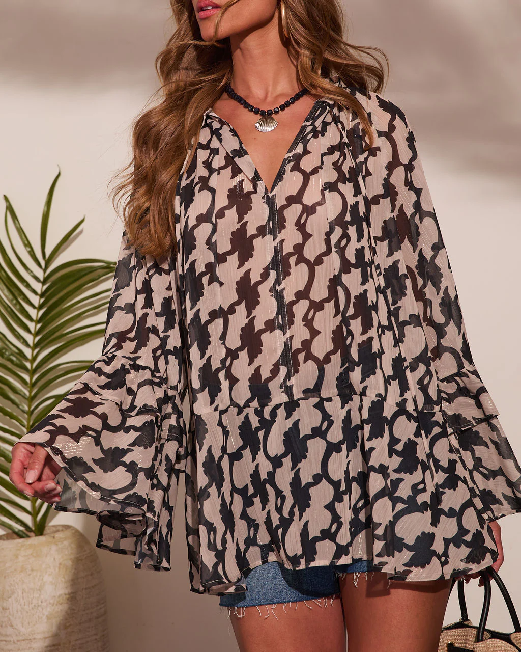 Smooth Sailing Abstract Print Cover Up Kimono Top - Image 5