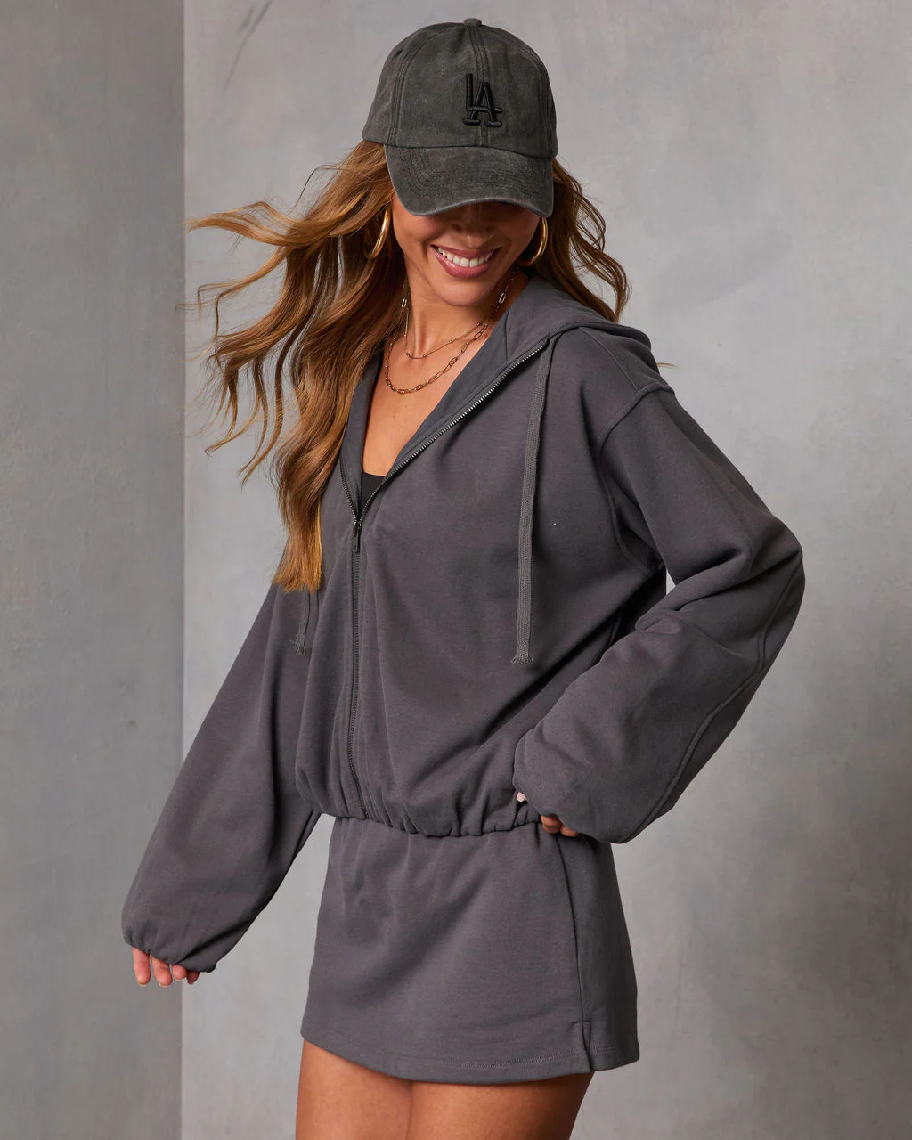 Soft Balance Drawstring Hood Zip Up Sweatshirt - Image 9