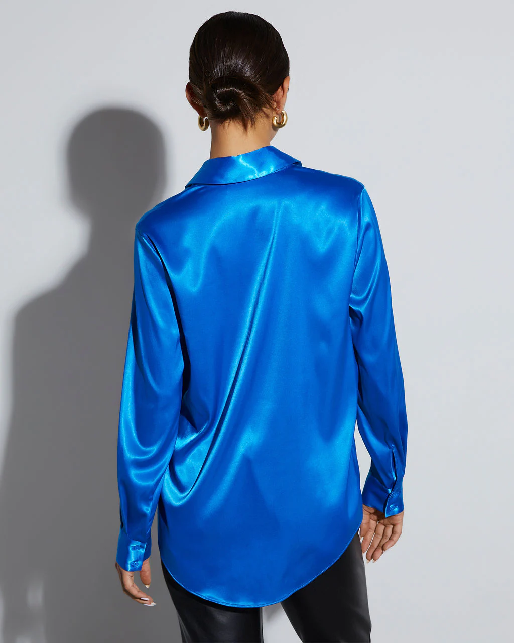 Sophisticated Satin Button Down Blouse - Image 10