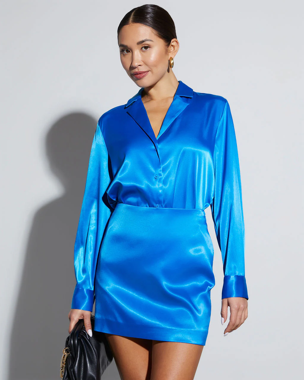 Sophisticated Satin Button Down Blouse - Image 11