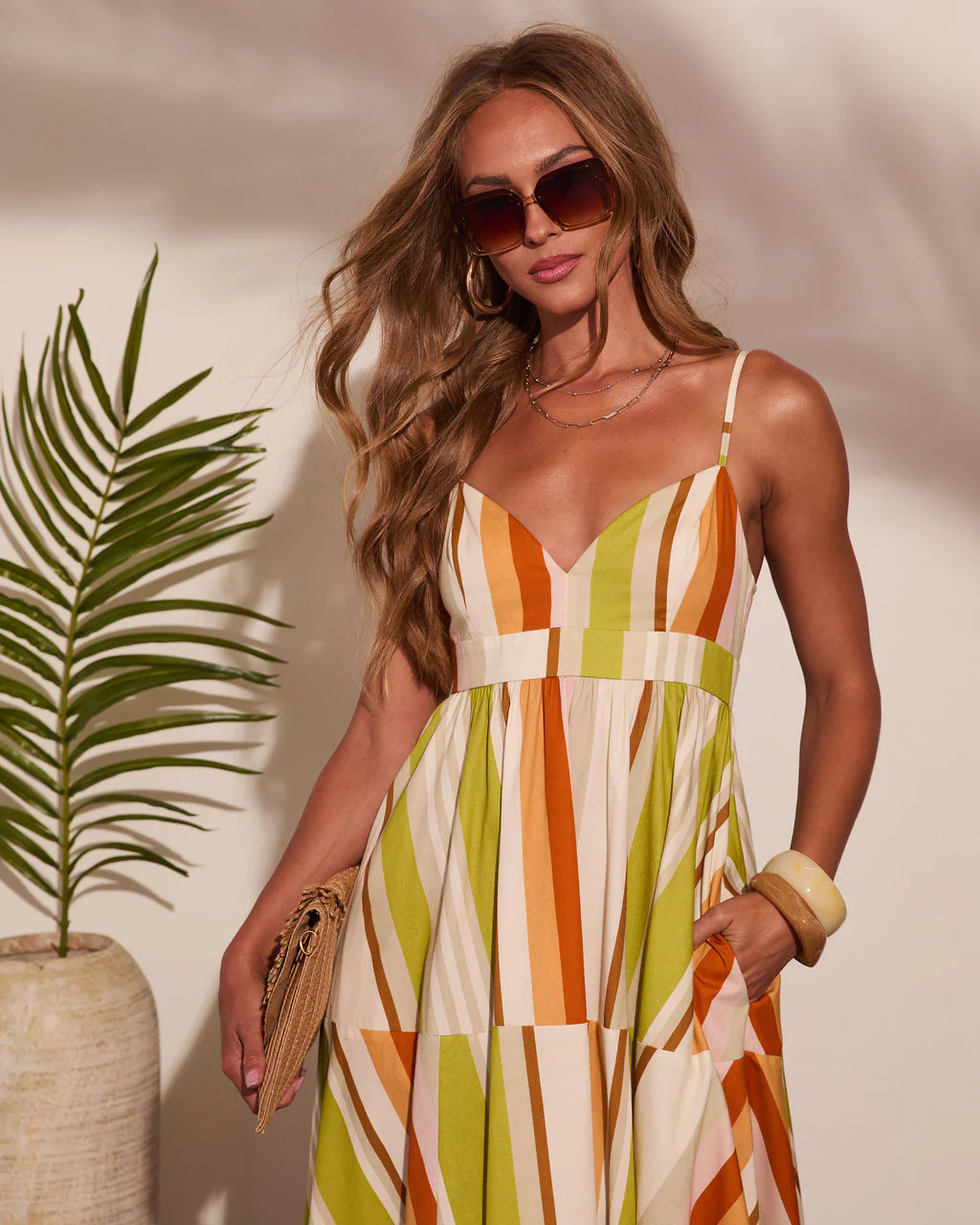 Ocean Stroll Cotton Striped Midi Dress - Image 2