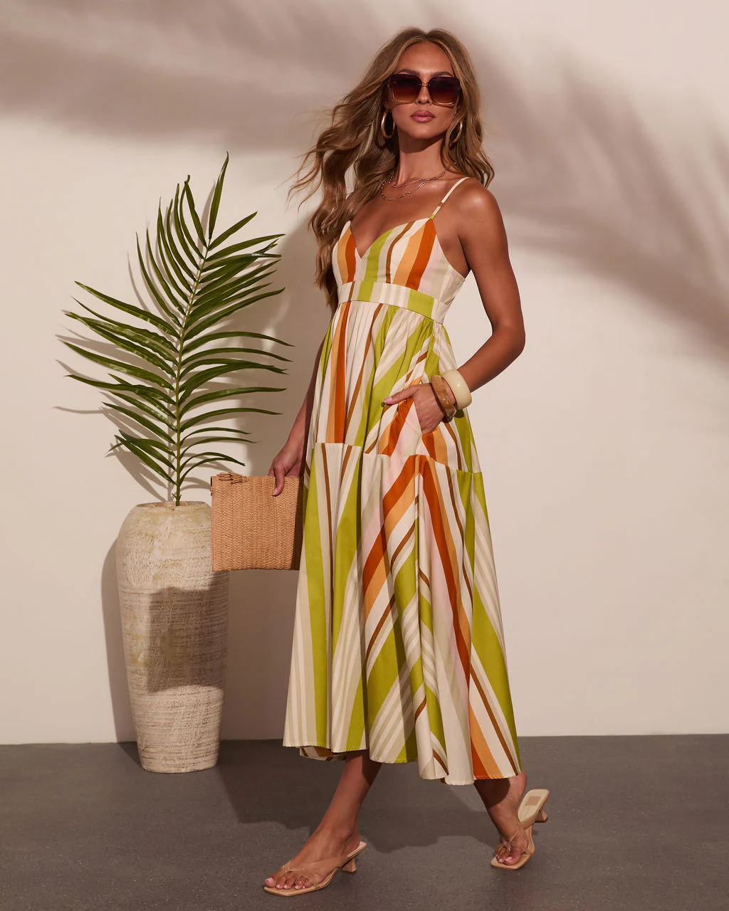 Ocean Stroll Cotton Striped Midi Dress - Image 3