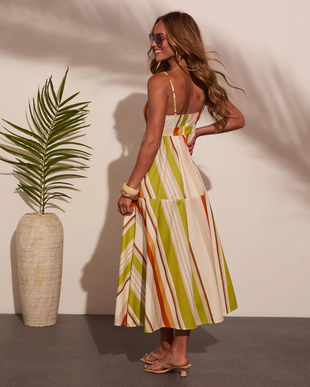 Ocean Stroll Cotton Striped Midi Dress - Image 4