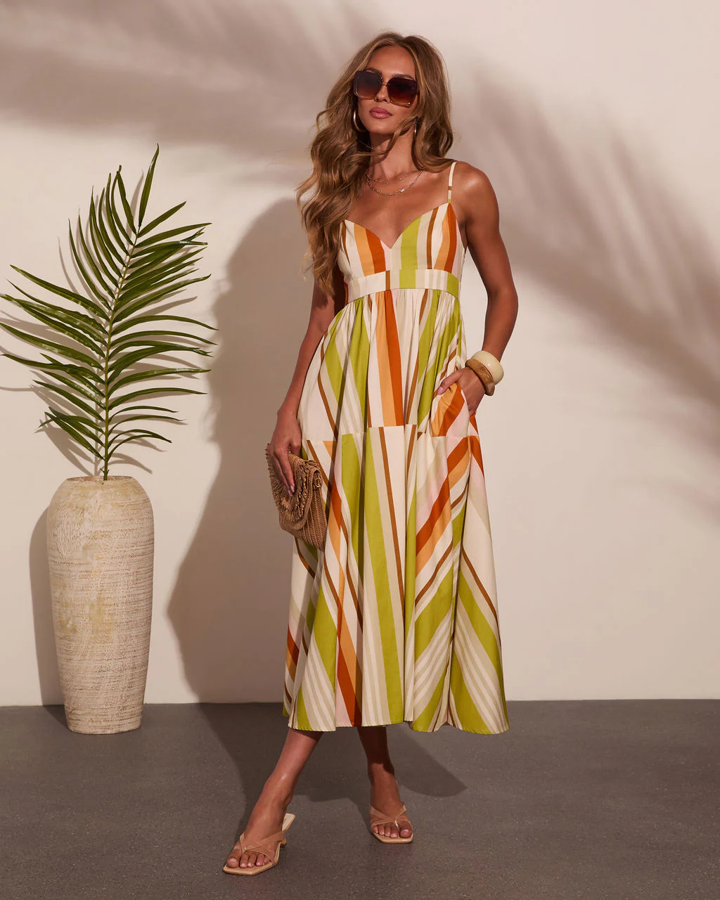 Ocean Stroll Cotton Striped Midi Dress - Image 5