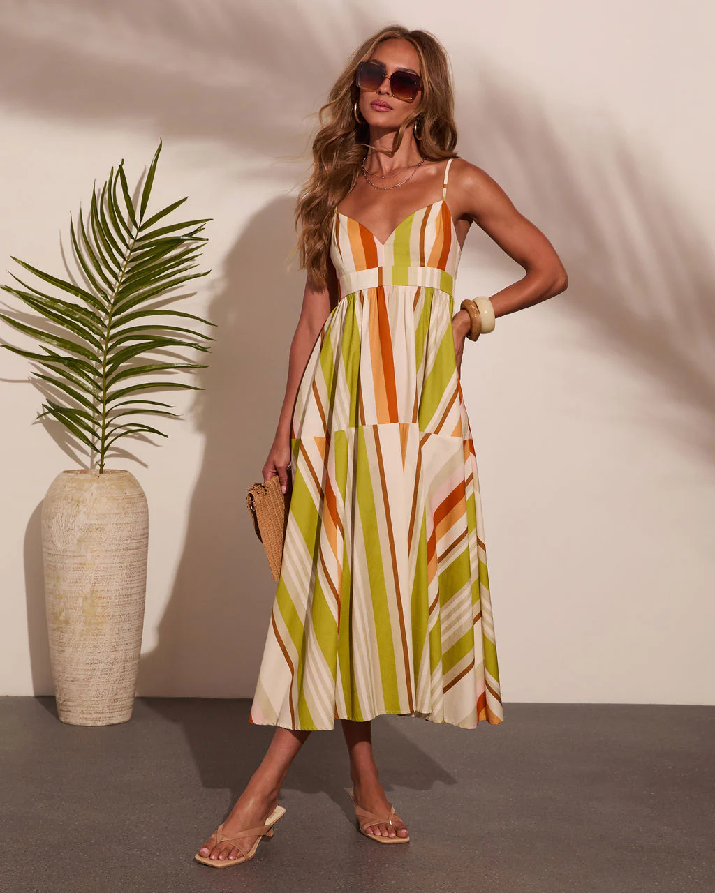 Ocean Stroll Cotton Striped Midi Dress - Image 6