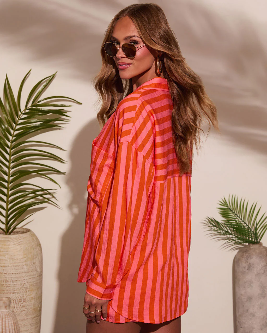 Sun Drunk Contrast Striped Button Down Top - Image 4