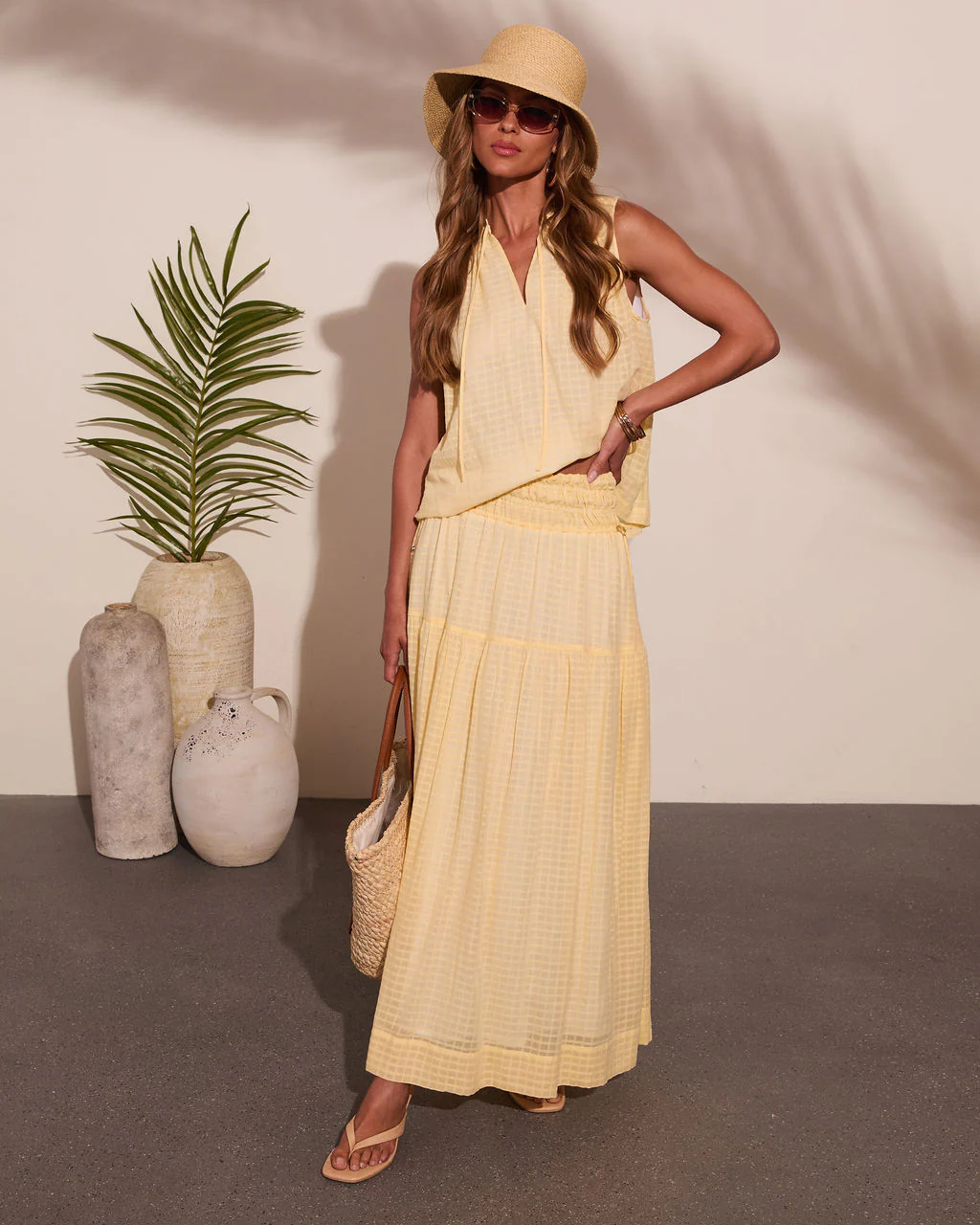 Sunset Layover Split Neck Cotton Top - Image 6