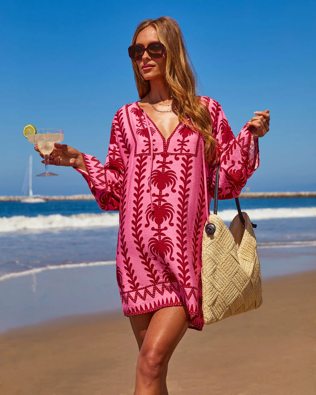 Sunset Riviera Abstract Mini Shift Dress - Image 2
