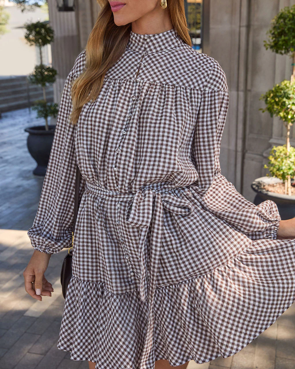 Sweet Autumn Plaid Waist Tie Mini Dress - Image 2