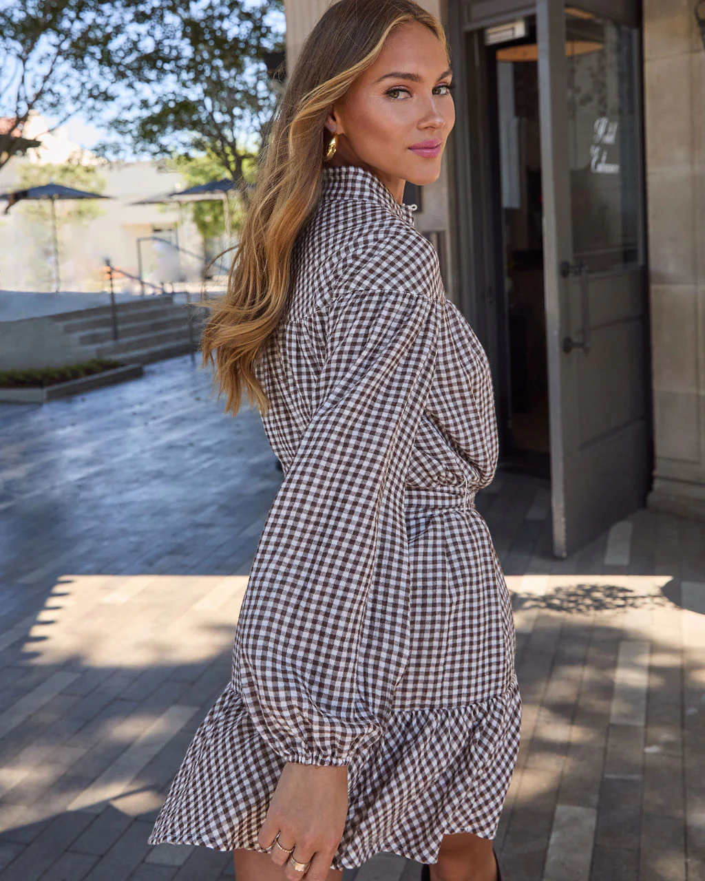 Sweet Autumn Plaid Waist Tie Mini Dress - Image 4