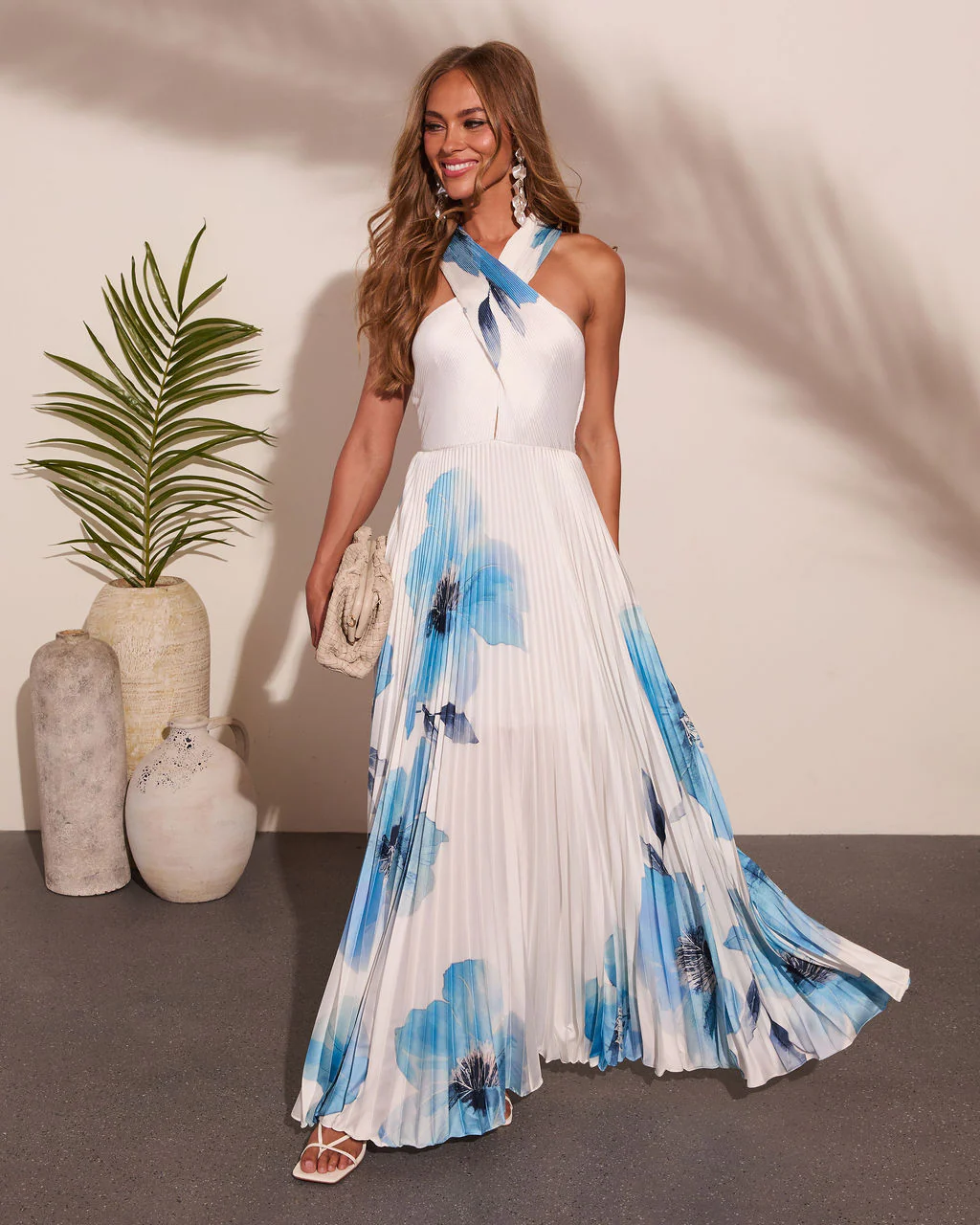 Tuscan Garden Floral Halter Neck Maxi Dress - Image 6