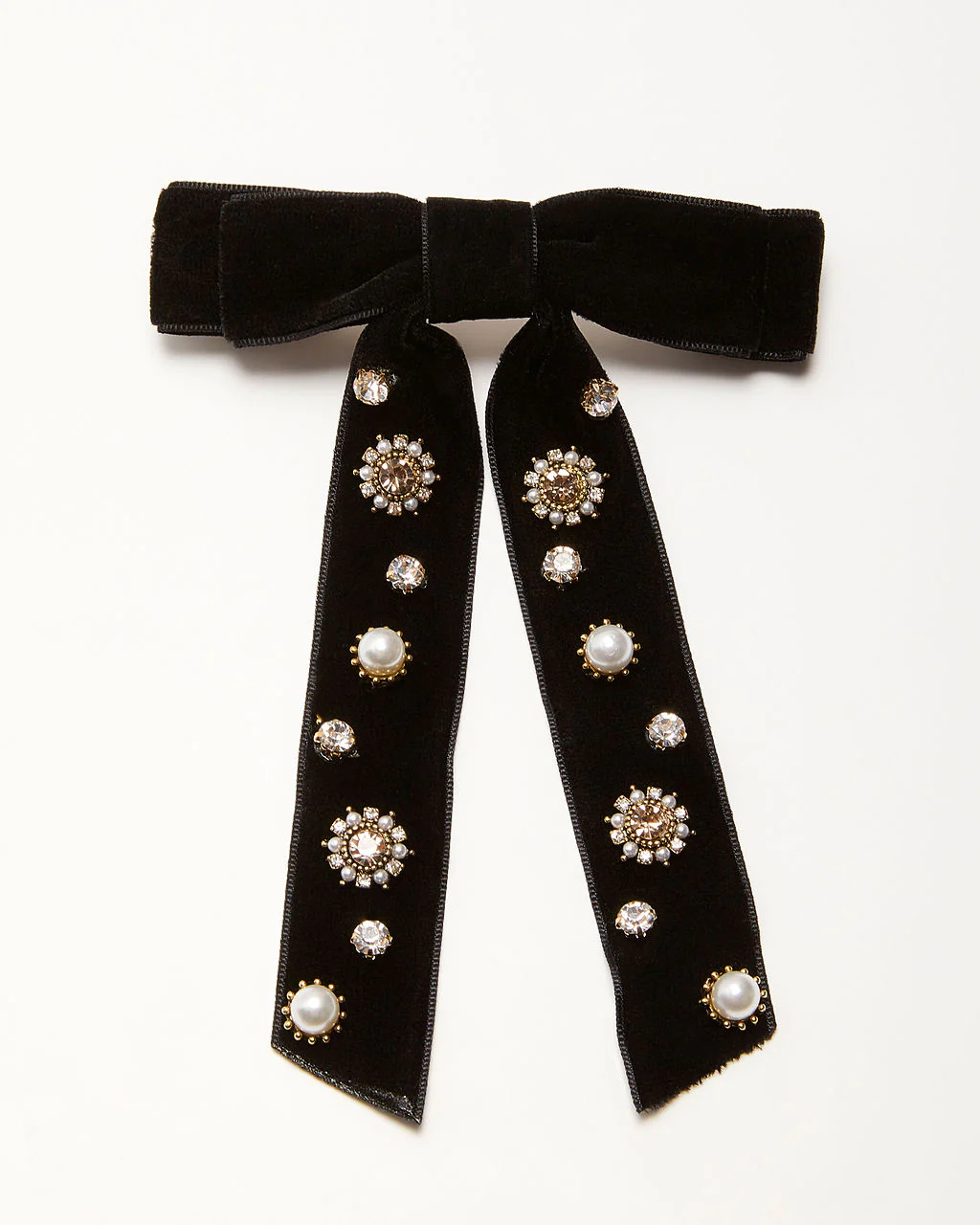 Valerie Velvet Embellished Hair Bow Clip - Image 2