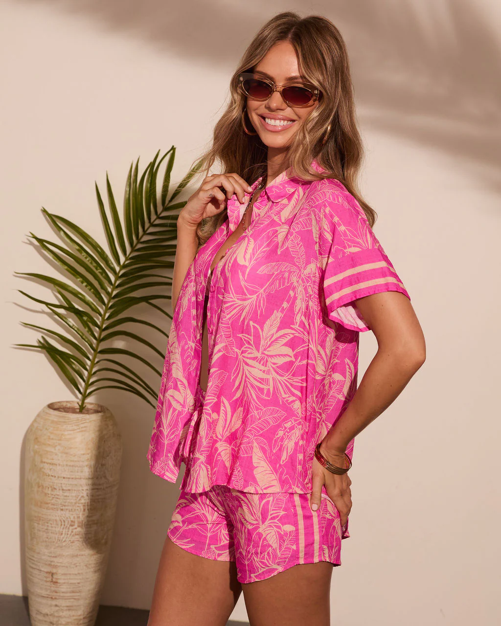 Wishful Bloom Tropical Print Button Down Top - Image 3