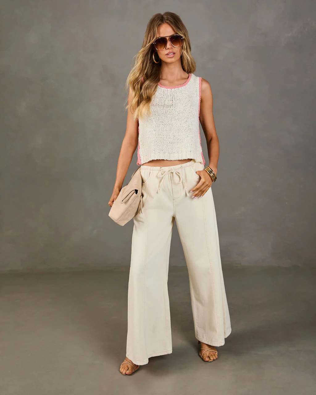 Zenah Rigid High Rise Wide Leg Drawstring Jeans